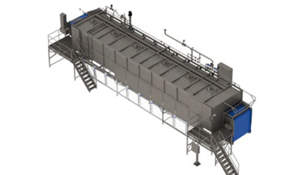 Integral vegetable blancher and cooler
