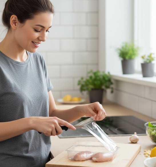 Woman Opening Fillet Pack