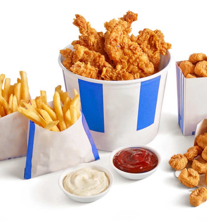 Boneless Buckets Crispy Tenders Popcorn Blue