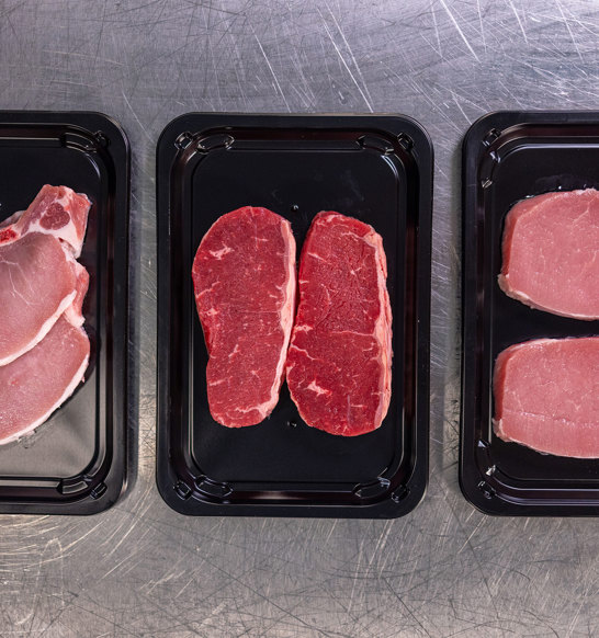 Portioning Various Meat Products Trays